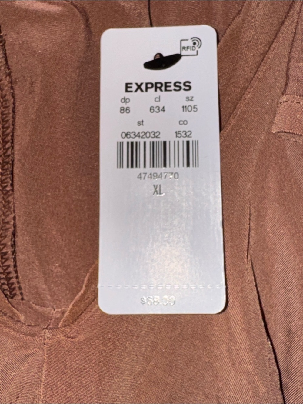 Express Brown Ruffle V-Neck Blouse - Picture 3 of 4